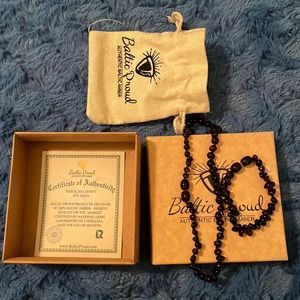 Authentic Baltic Amber infant teething bracelet & necklace set; infant gift